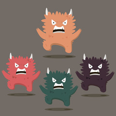 Set of Angry swearing monsters in a flat style. Colorful angry characters. - 131654994