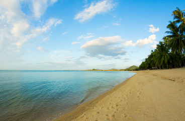 Empty beach at Maenam bay, Ko Samui, Thailand