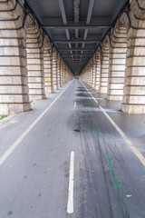Bercy bridge, Paris, under the bridge, perspective