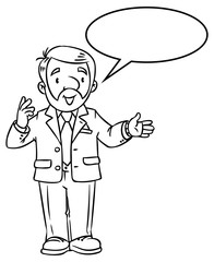 Fototapeta premium Funny univercity lector. With balloon for text