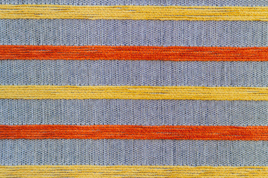 Gray Fabric Texture Embroidered With Orange And Yellow Stripes