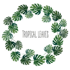 Watercolor tropics summer wreath.can be used for a wedding or party invitation or post card  - 131657146