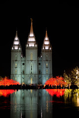 Temple Square Salt Lake City Utah with Christmas Lights Celebration for Christ's Birth