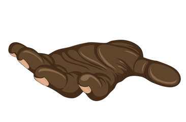Gesture open palm. Black hand gives or receives. Vector