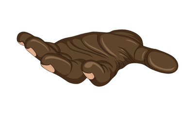 Gesture open palm. Black hand gives or receives. Vector