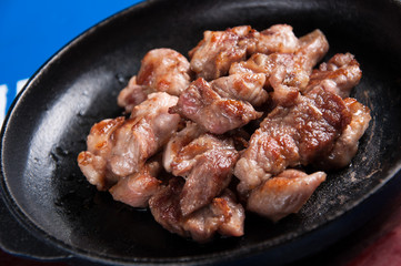 Roasted rib in the iron pan