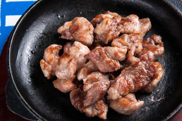 Roasted rib in the iron pan