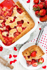 Delicious strawberry pie on Valentine Day
