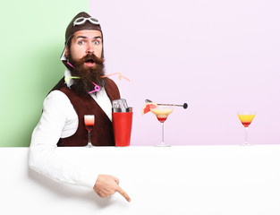 surprised handsome bearded pilot