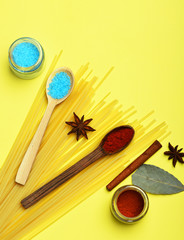 spicy fragrant spices in spoons