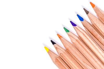 Multicolored pencils isolated on white background