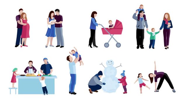 Parenthood family situations video animation footage