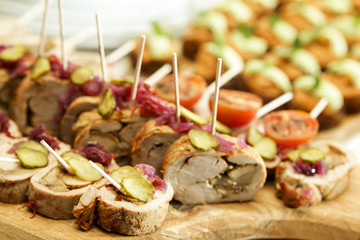 Platter of antipasti and appetizers 