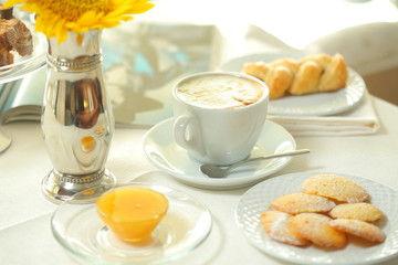 Breakfast - cappuccino and biscuits