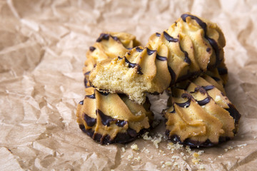 cookies with chocolate on baking paper