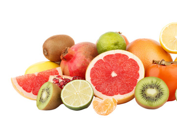 Fototapeta na wymiar Set of multicolored fresh raw fruits