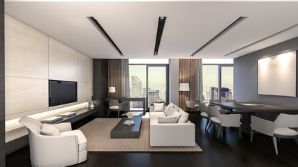 Oriental Living Room / 3D Rendering