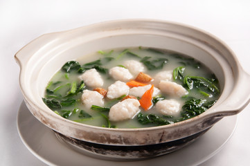 The soup fish ball with Vegetables