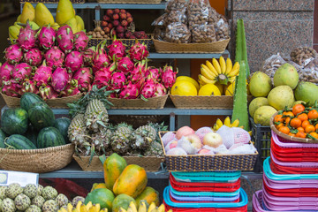 Fototapeta premium Exotic fruits on the counter, Nha Trang