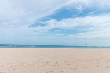 Sea morning panorama. Tropical horizontal composition. Bali island, Indonesia.