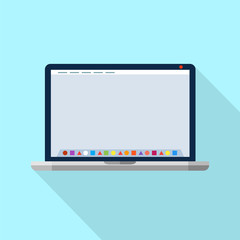 Laptop with dock application launcher. Vector icon  - obrazy, fototapety, plakaty