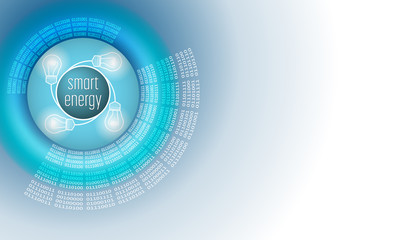 Obraz premium Vector abstract background with circular binary code and the wor