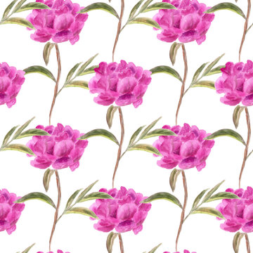 Seamless background with peonies