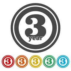 Three years sign, Three years icon