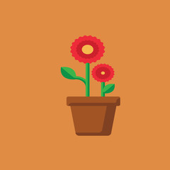 flower in a pot icon. flat design