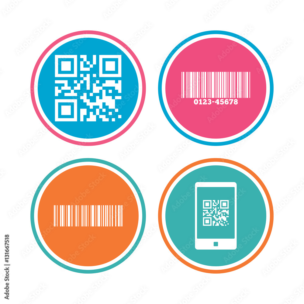 Poster Bar and Qr code icons. Scan barcode symbol.