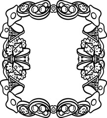 Abstract decorative frame with food motifs. Vector illustration.