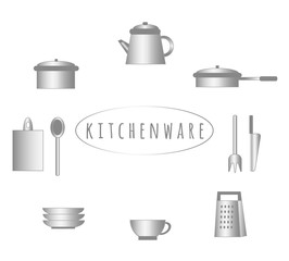 Metallic kitchenware set