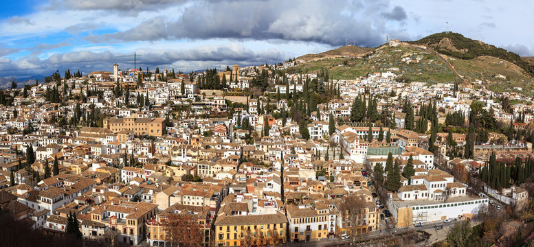 Overview of the Albaicin neighborhood in Granada.
