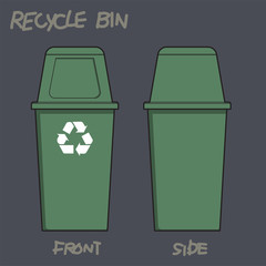 Green Recycle Bin for Trash and Garbage