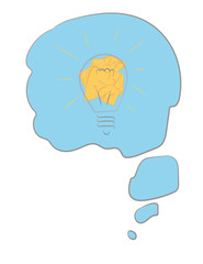 an idea formed in his mind. vector illustration.