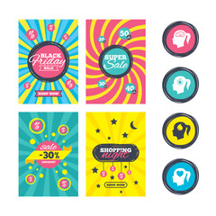 Obraz premium Head with brain icon.Female woman symbols.