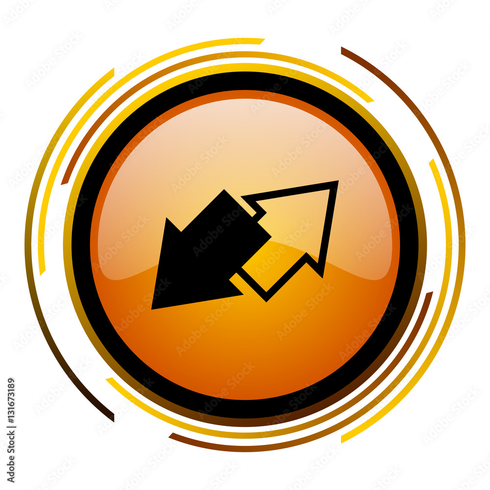 Leinwandbilder Exchange arrows sign vector icon. Modern design round orange button isolated on white square background for web and application designers in eps10.