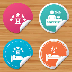 Five stars hotel icons. Travel rest place.