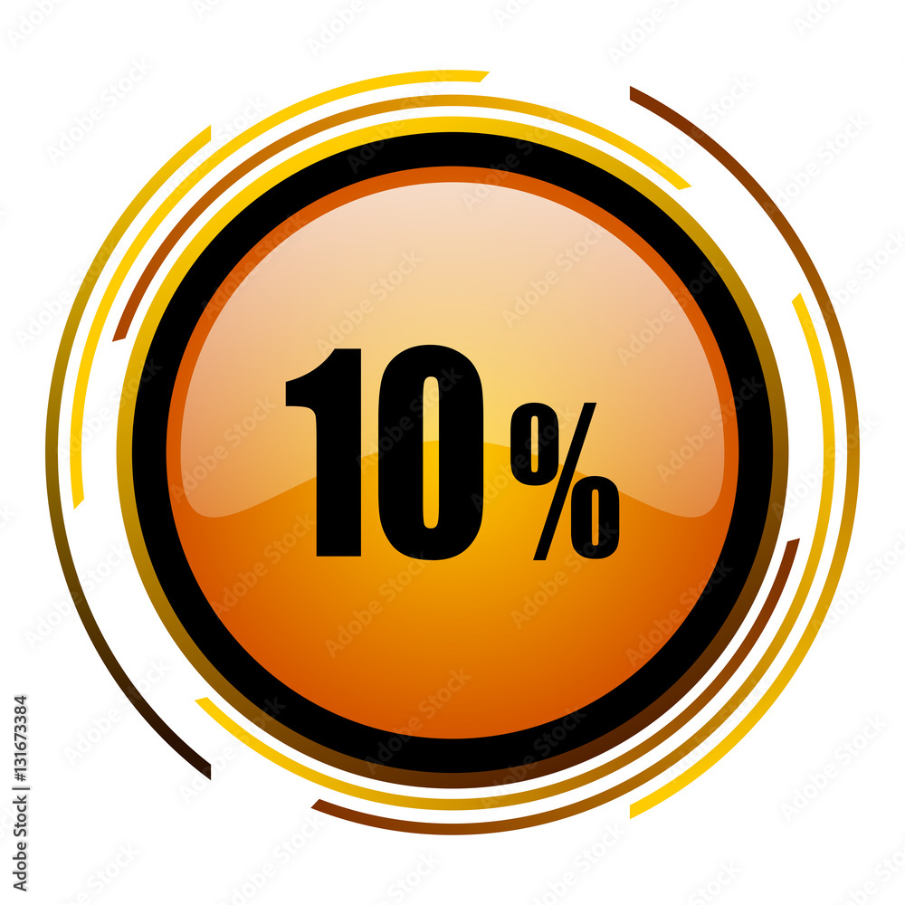 Leinwandbilder 10 percent vector icon. Modern design round orange button isolated on white background for web and applications in eps10.