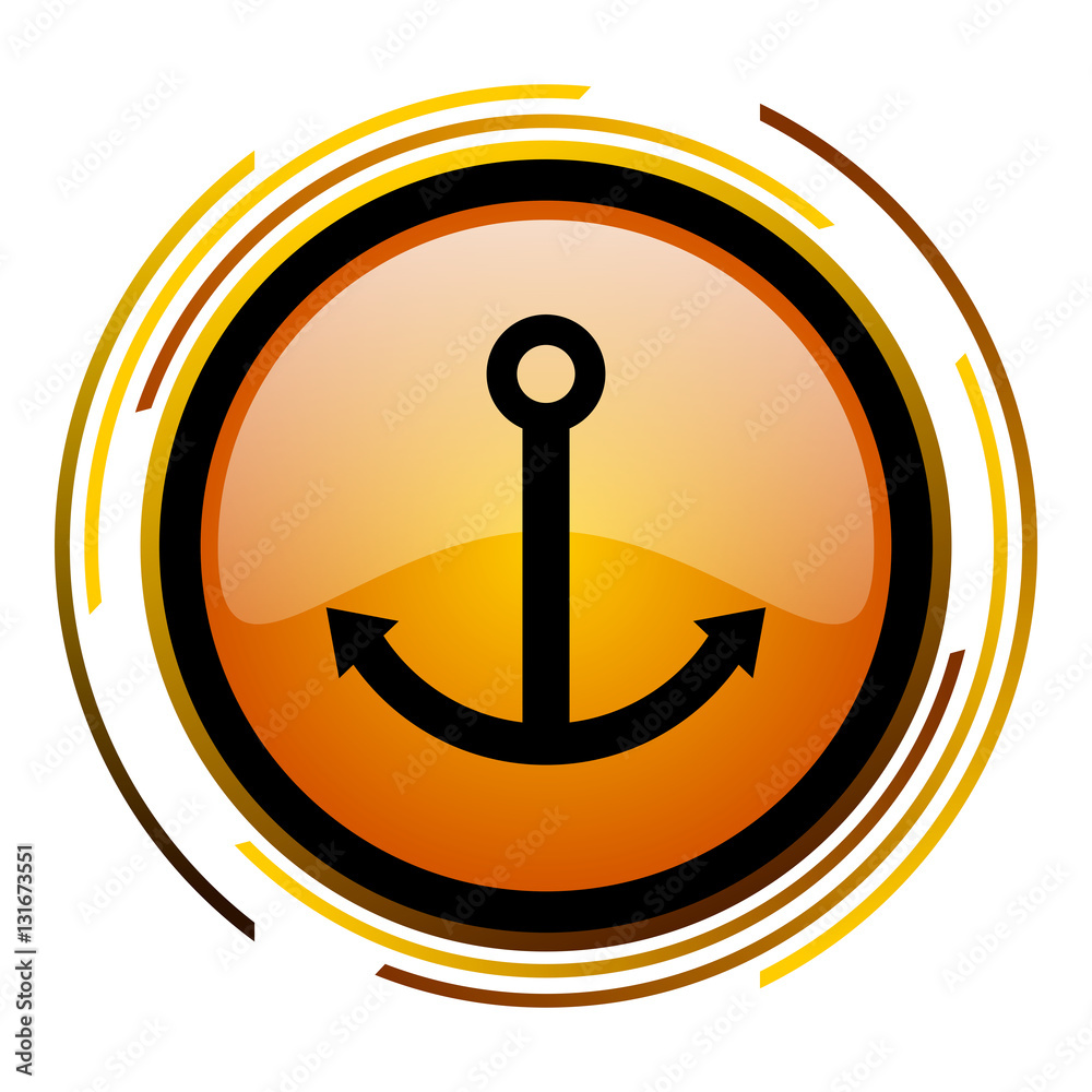 Poster Anchor vector icon. Modern design round orange button isolated on white background for web and applications in eps10.