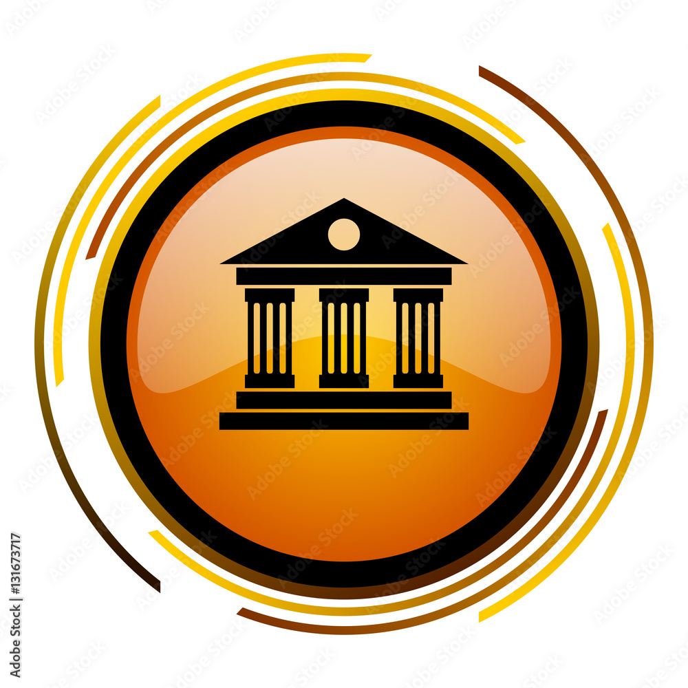 Aufkleber Academy vector icon. Modern design round orange button isolated on white background for web and applications in eps10.