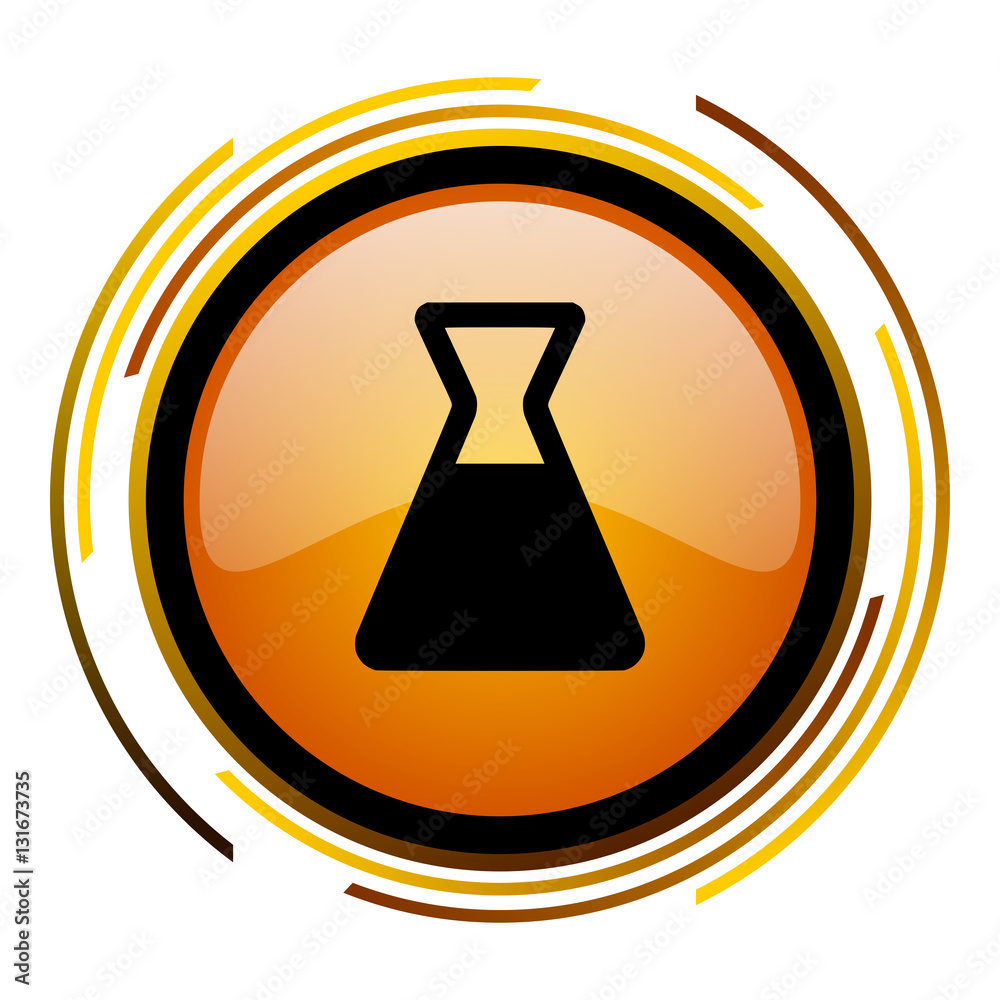 Aufkleber Lab vector icon. Modern design round orange button isolated on white background for web and applications in eps10.