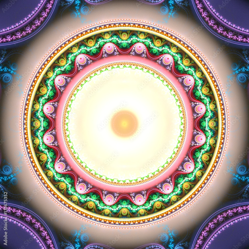 Poster abstract bright multicolored fractal computer generated image