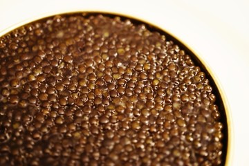 A tin of black sturgeon caviar