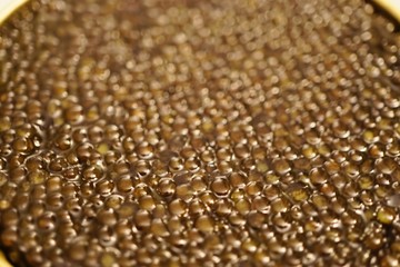 A tin of black sturgeon caviar