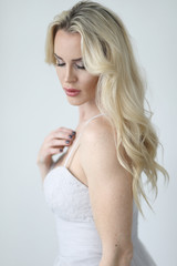 Naklejka premium Beautiful Blond Woman with Green Eyes