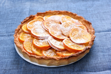 Orange pie with caramelized slices
