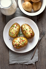 Stuffed potato with bacon and cheese