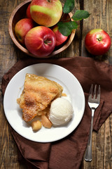 Naklejka na ściany i meble Apple pie served with ice cream