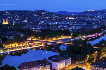 Fototapeta premium Panorama of Wurzburg at night